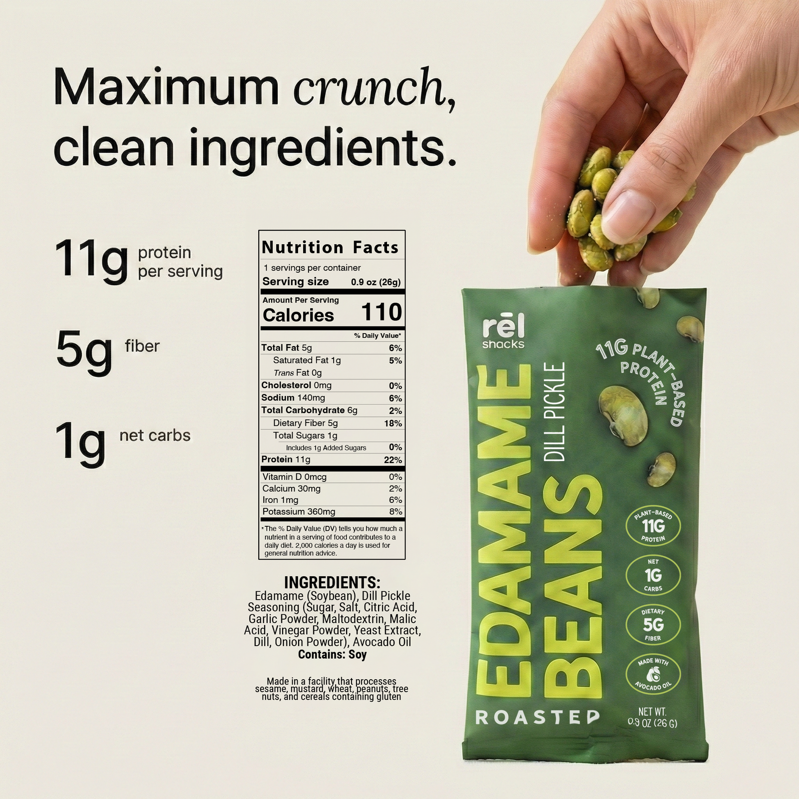 Roasted Edamame - Dill Pickle (10 PACK)