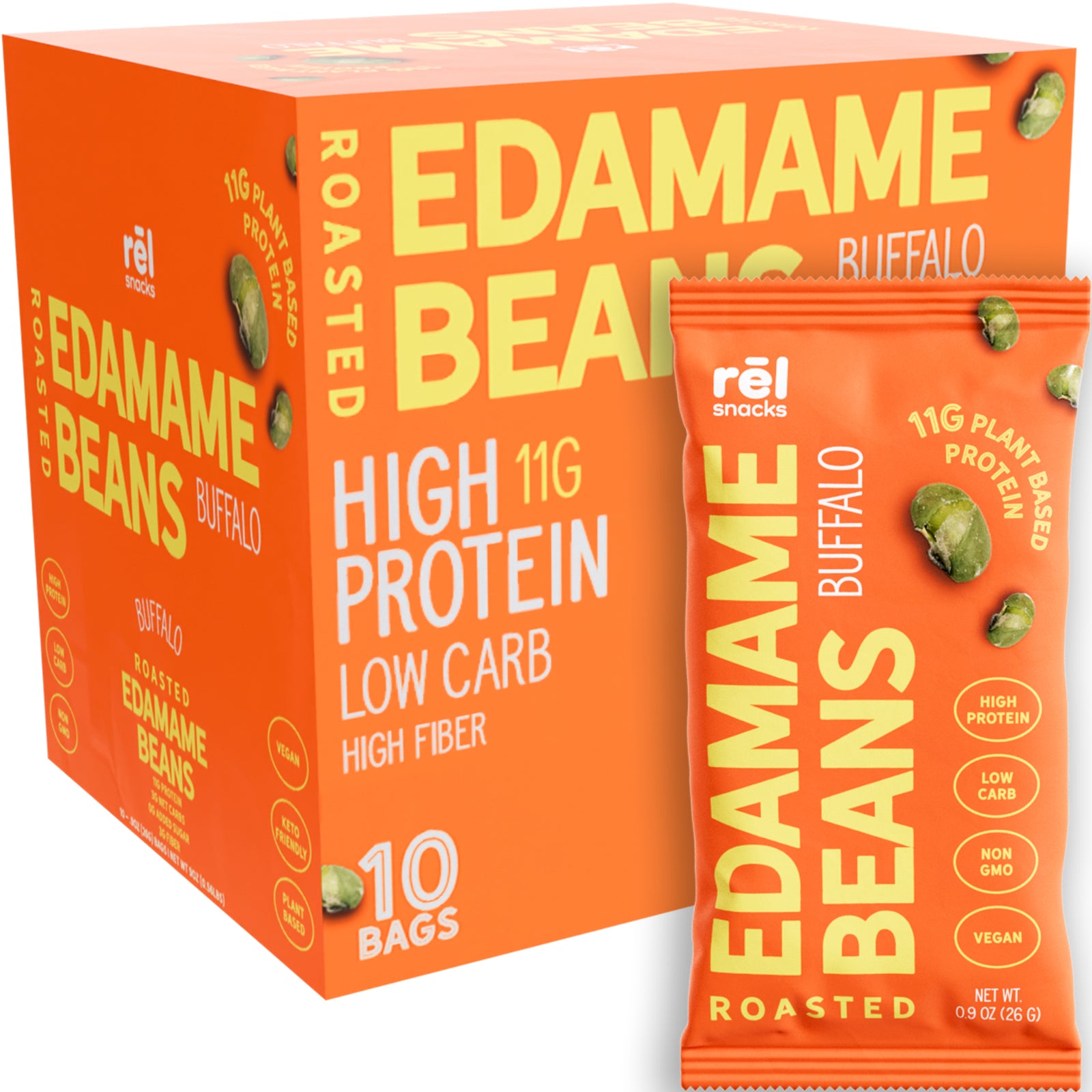 Crunchy Roasted Edamame Beans (BUFFALO) (0.9OZ) (10 PACK)