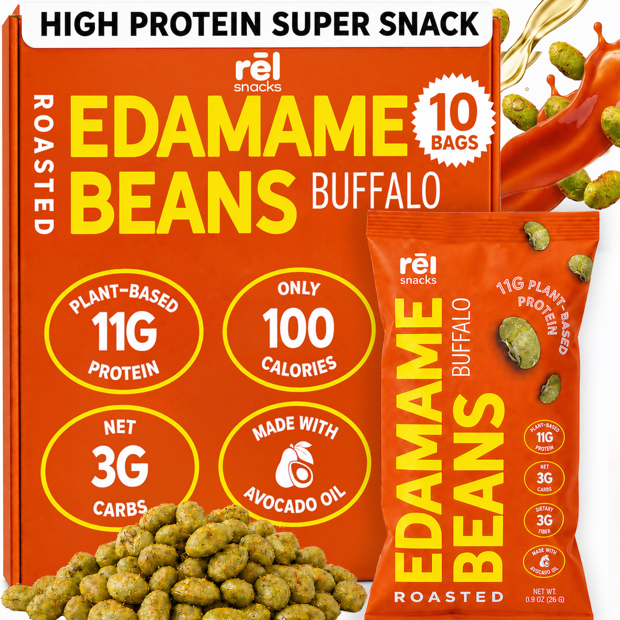 Buffalo - Roasted Edamame (10 Pack)