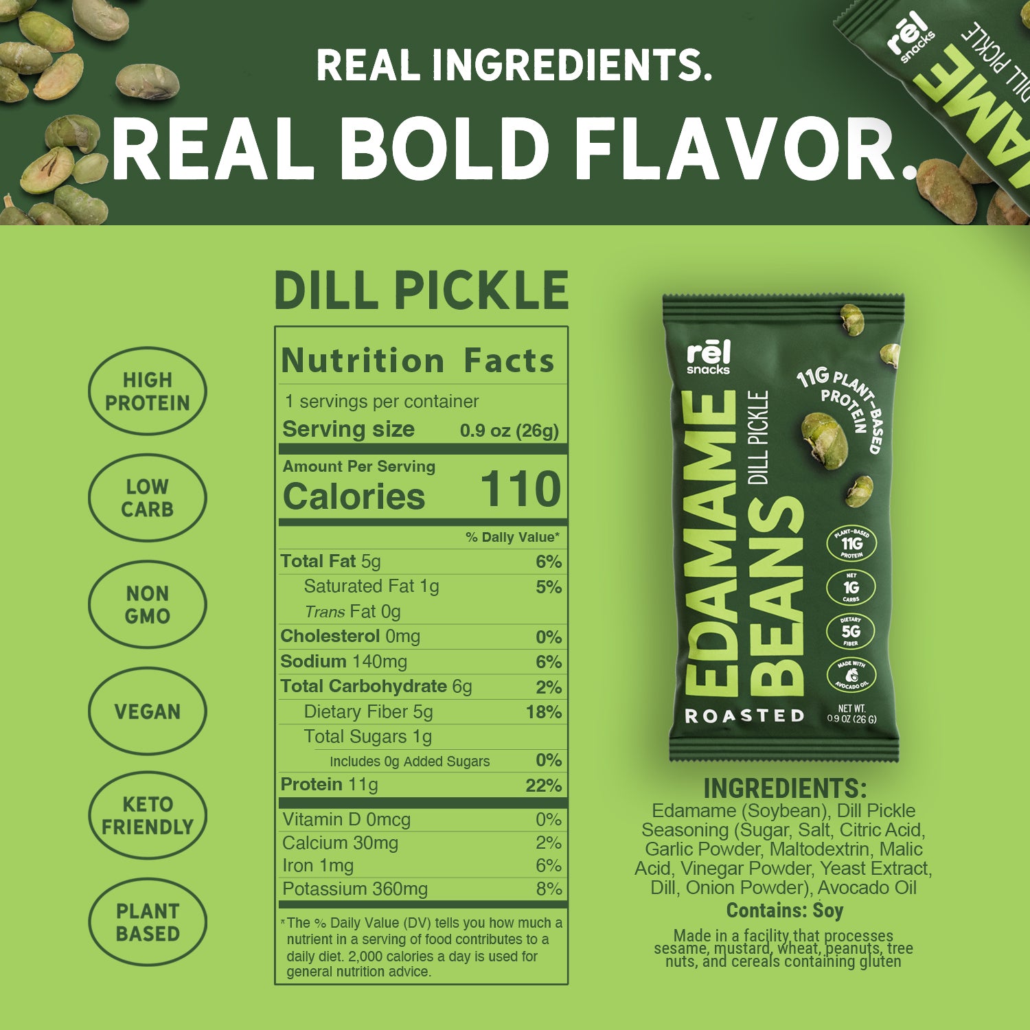 Dill Pickle - Roasted Edamame (10 Pack)