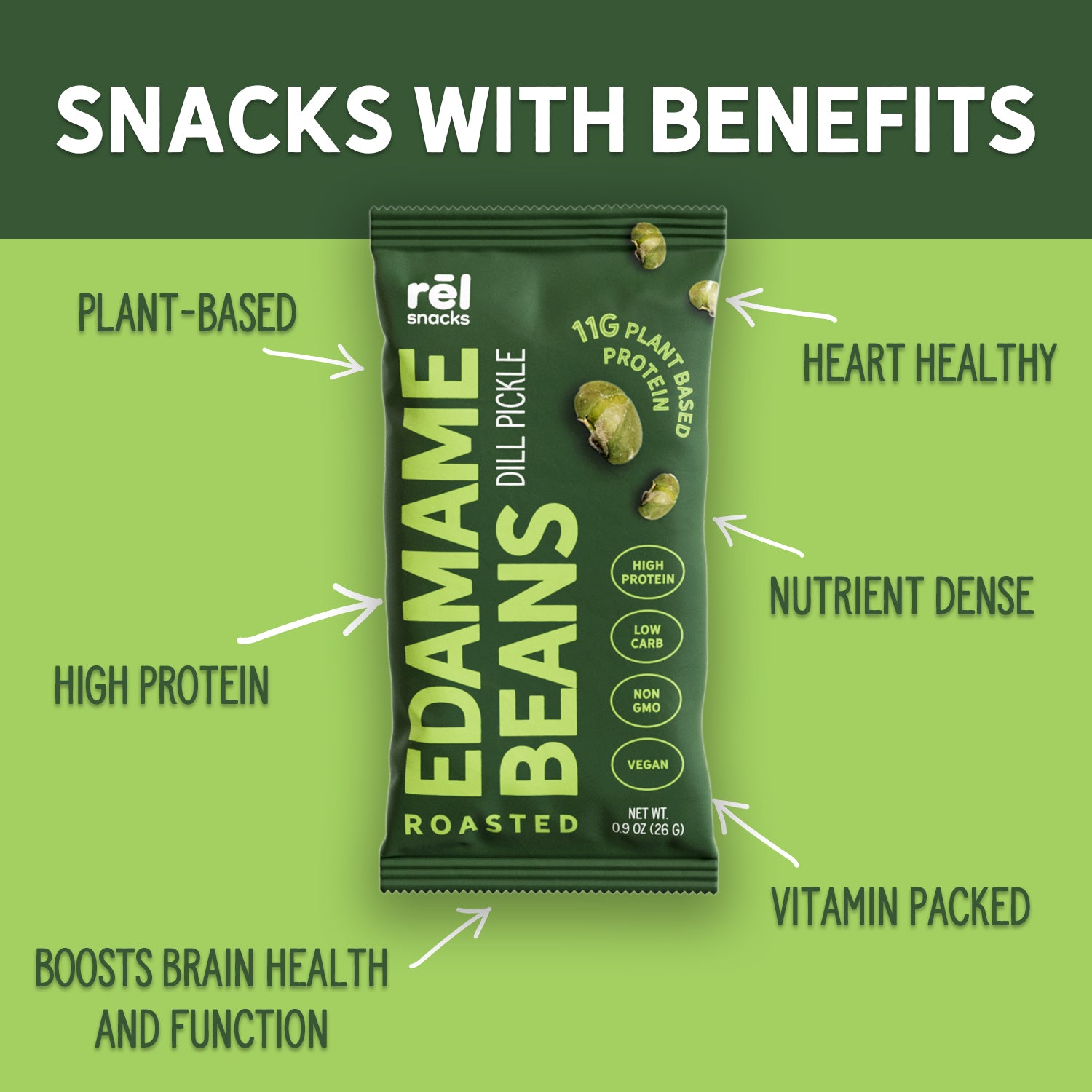 Crunchy Roasted Edamame Beans (DILL PICKLE) (0.9OZ) (10 PACK)