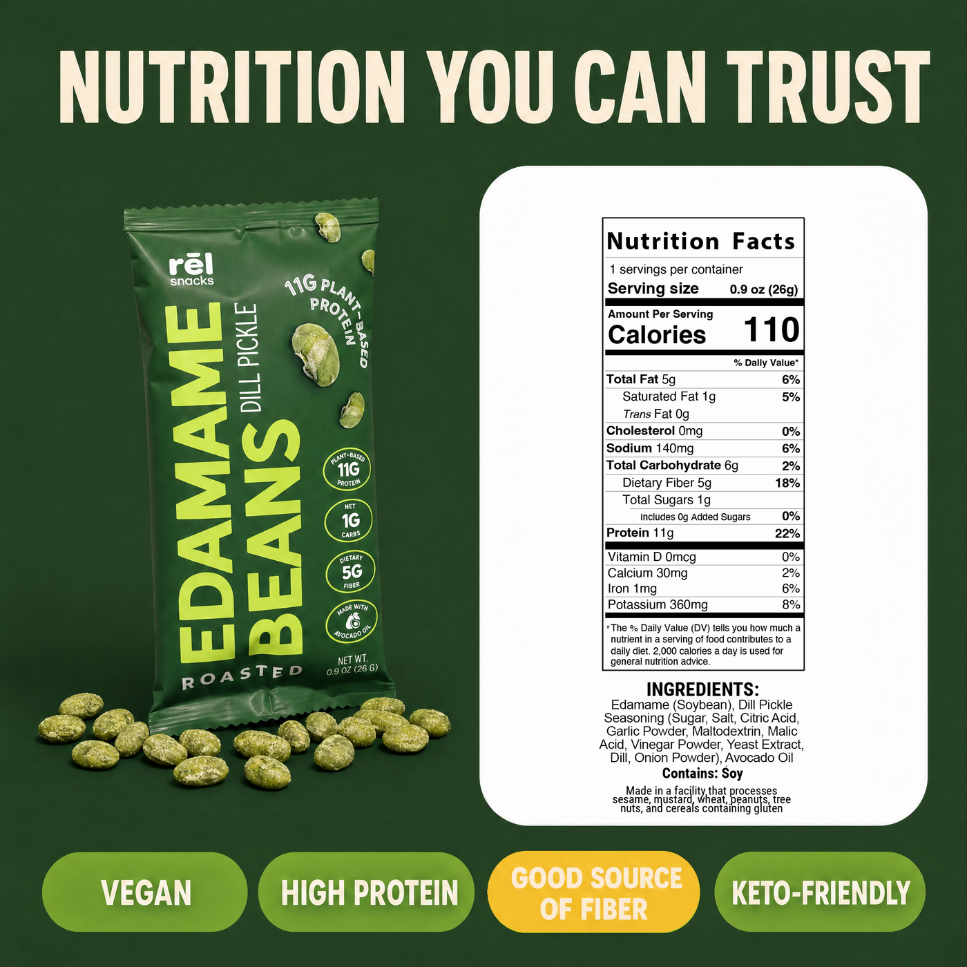 Dill Pickle - Roasted Edamame (10 Pack)