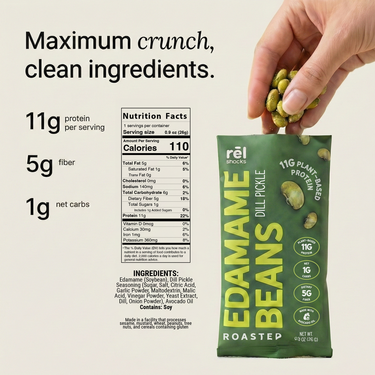 Roasted Edamame - Dill Pickle (10 PACK)