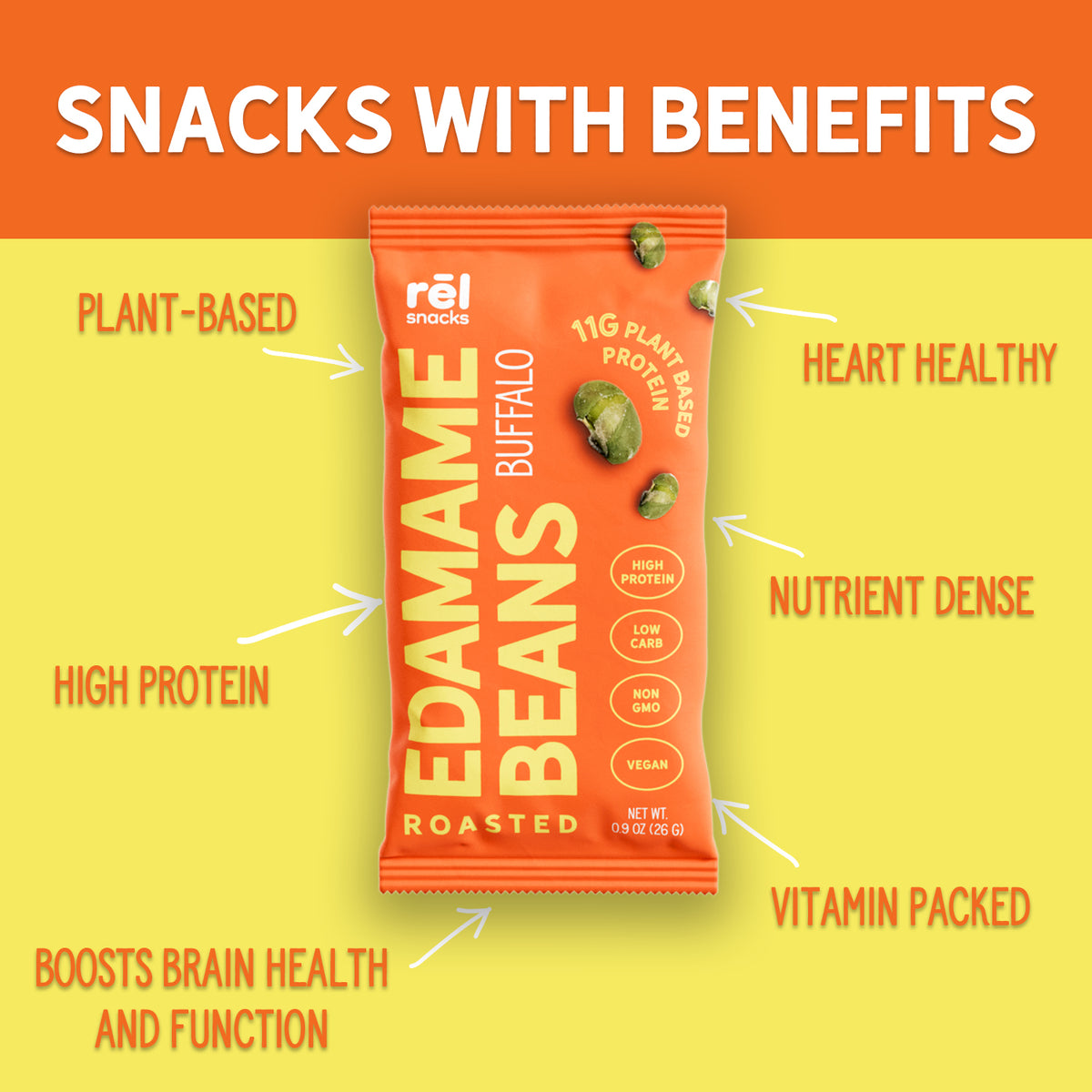 Crunchy Roasted Edamame Beans (BUFFALO) (0.9OZ) (10 PACK)