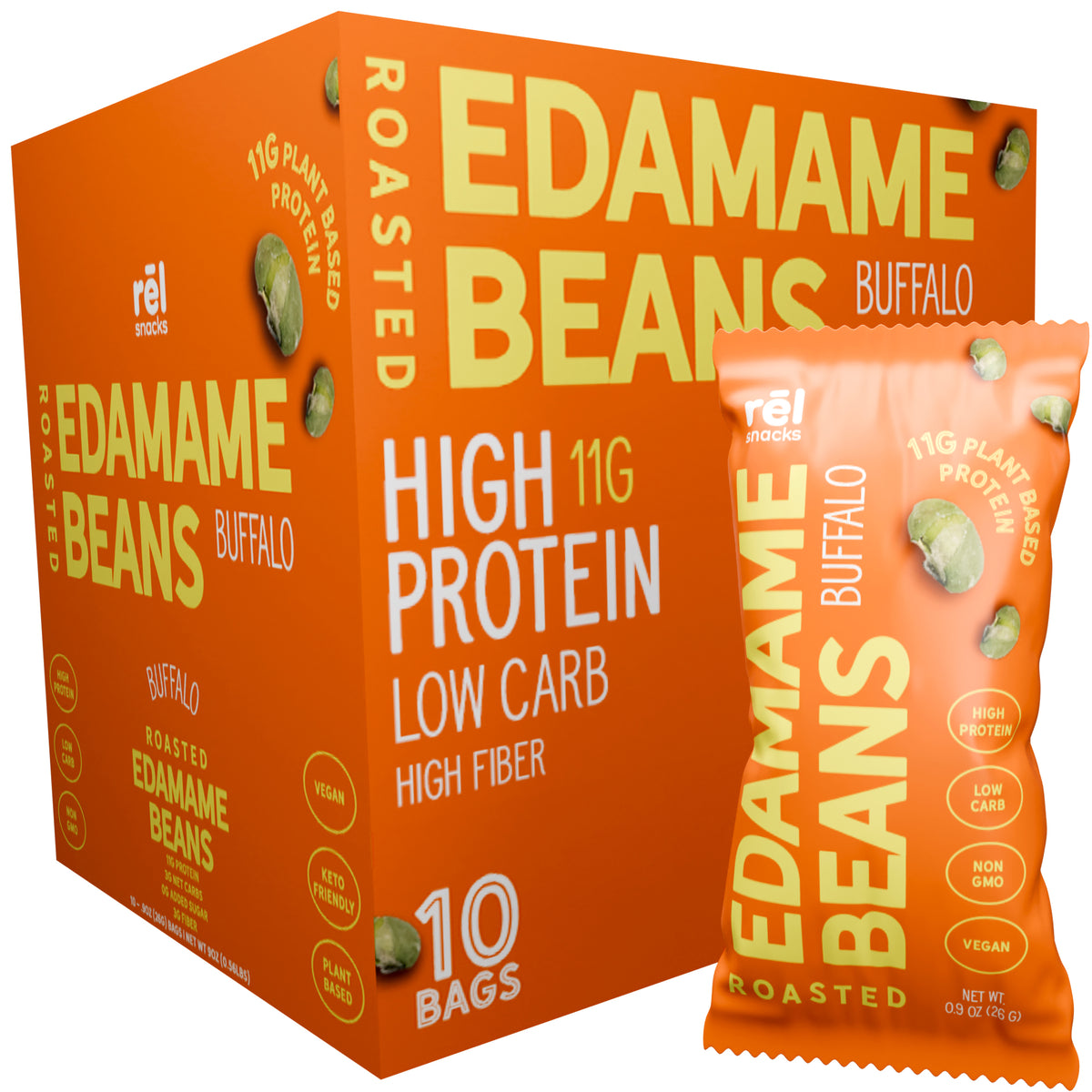Crunchy Roasted Edamame Beans (BUFFALO) (0.9OZ) (10 PACK)