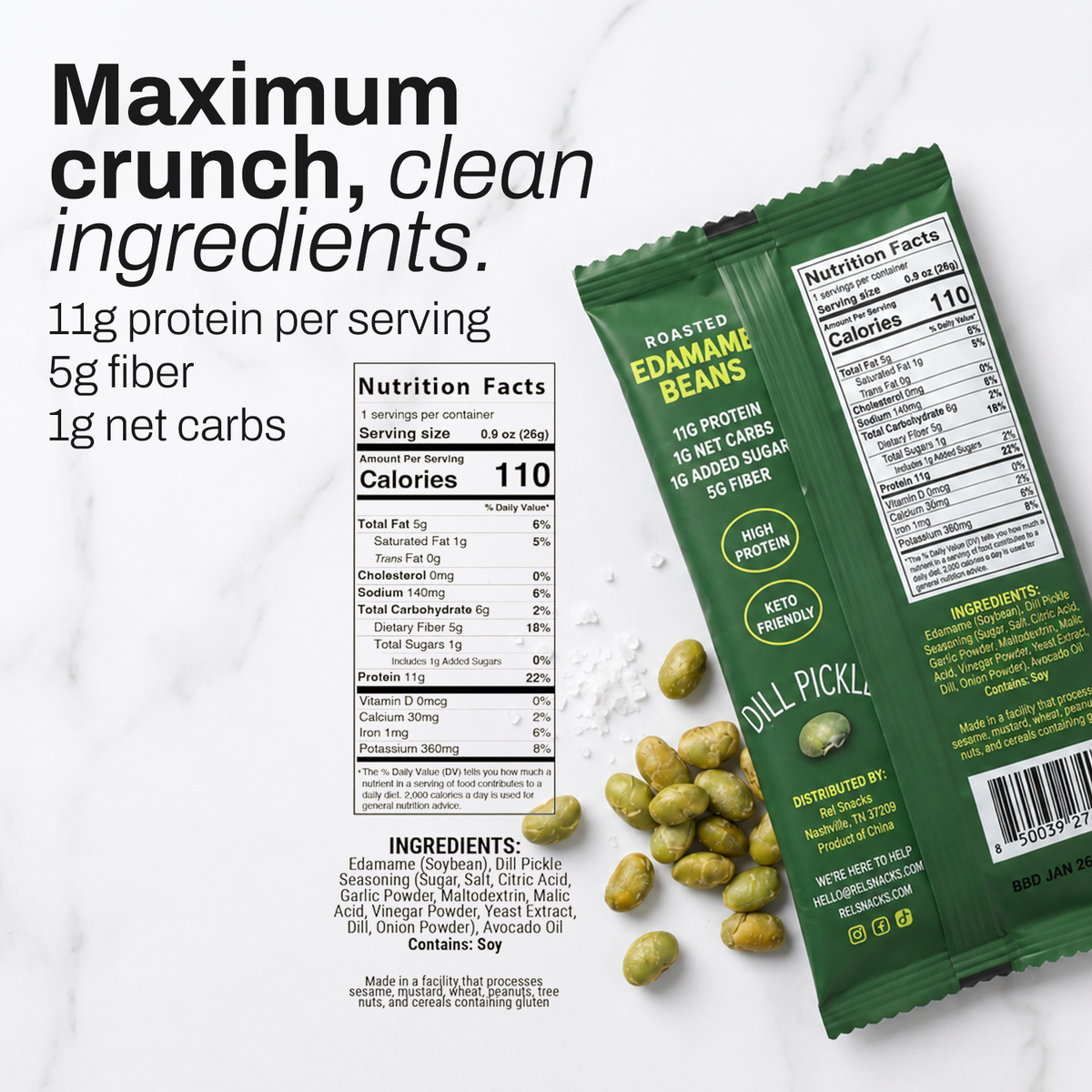 Dill Pickle - Roasted Edamame (10 Pack)