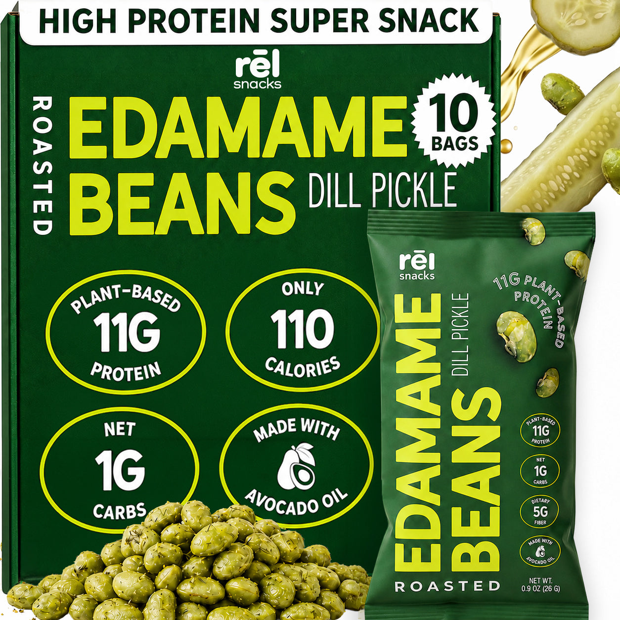 Dill Pickle - Roasted Edamame (10 Pack)