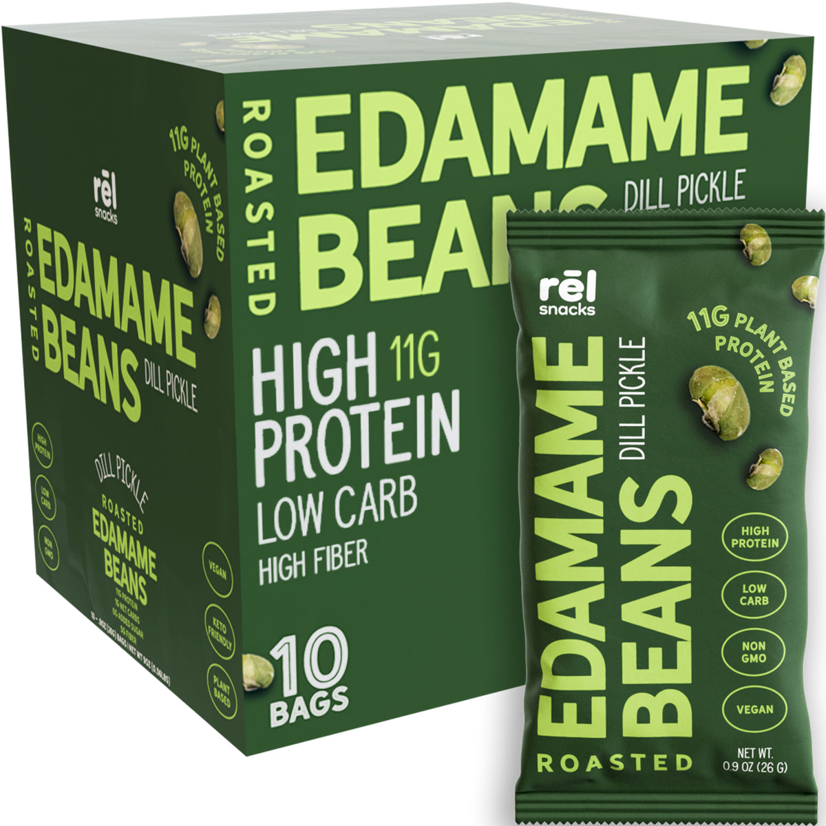 Crunchy Roasted Edamame Beans (DILL PICKLE) (0.9OZ) (10 PACK)