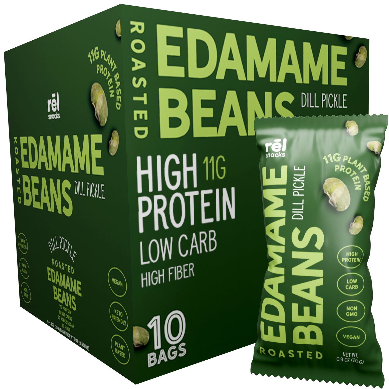 Crunchy Roasted Edamame Beans (DILL PICKLE) (0.9OZ) (10 PACK)