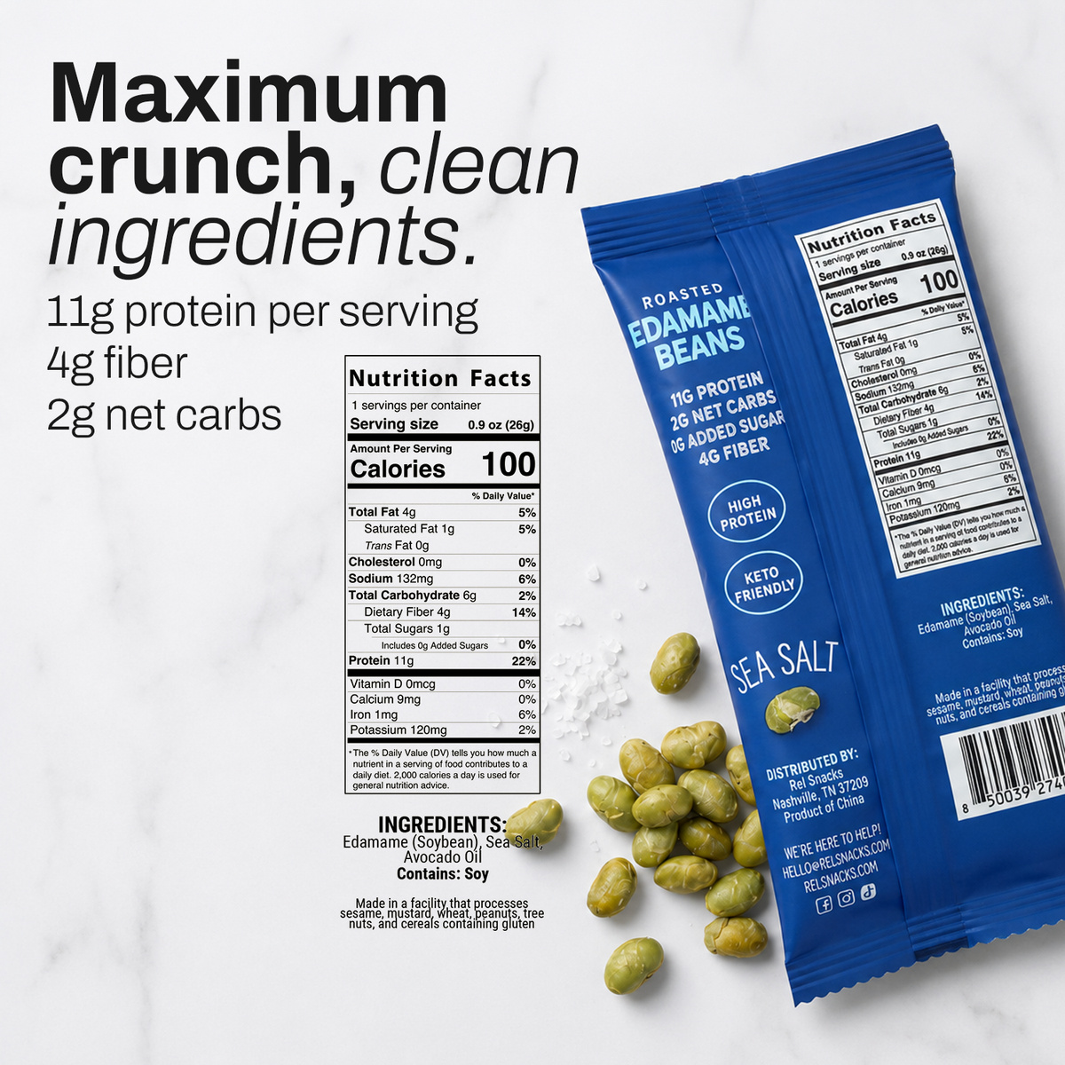 Sea Salt - Roasted Edamame (10 Pack)