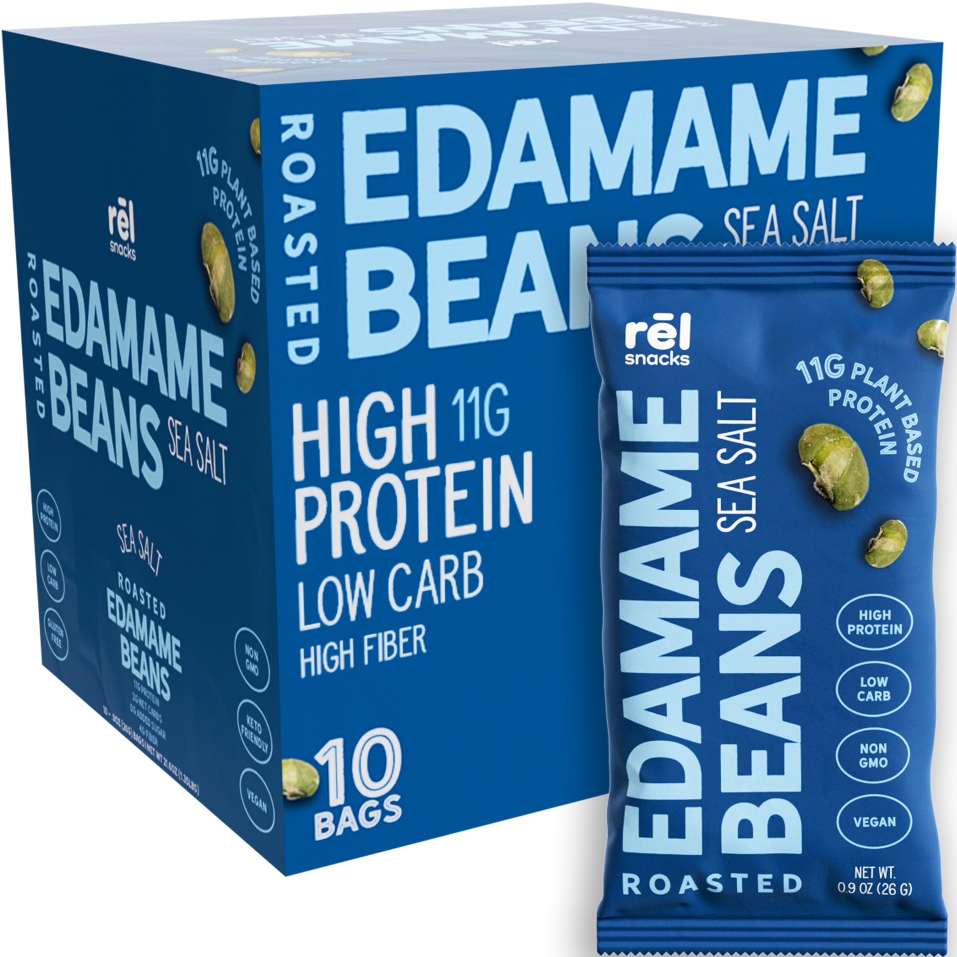 Crunchy Roasted Edamame Beans (SEA SALT) (0.9OZ) (10 PACK)