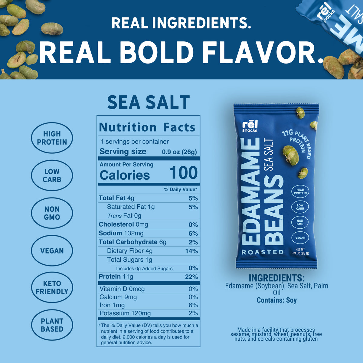 Crunchy Roasted Edamame Beans (SEA SALT) (0.9OZ) (10 PACK)