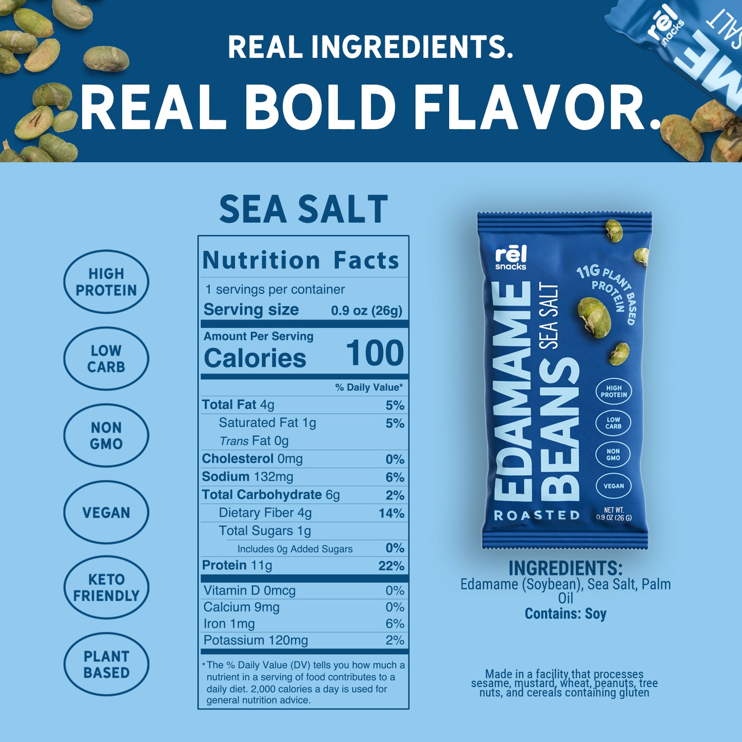 Crunchy Roasted Edamame Beans (SEA SALT) (0.9OZ) (10 PACK)