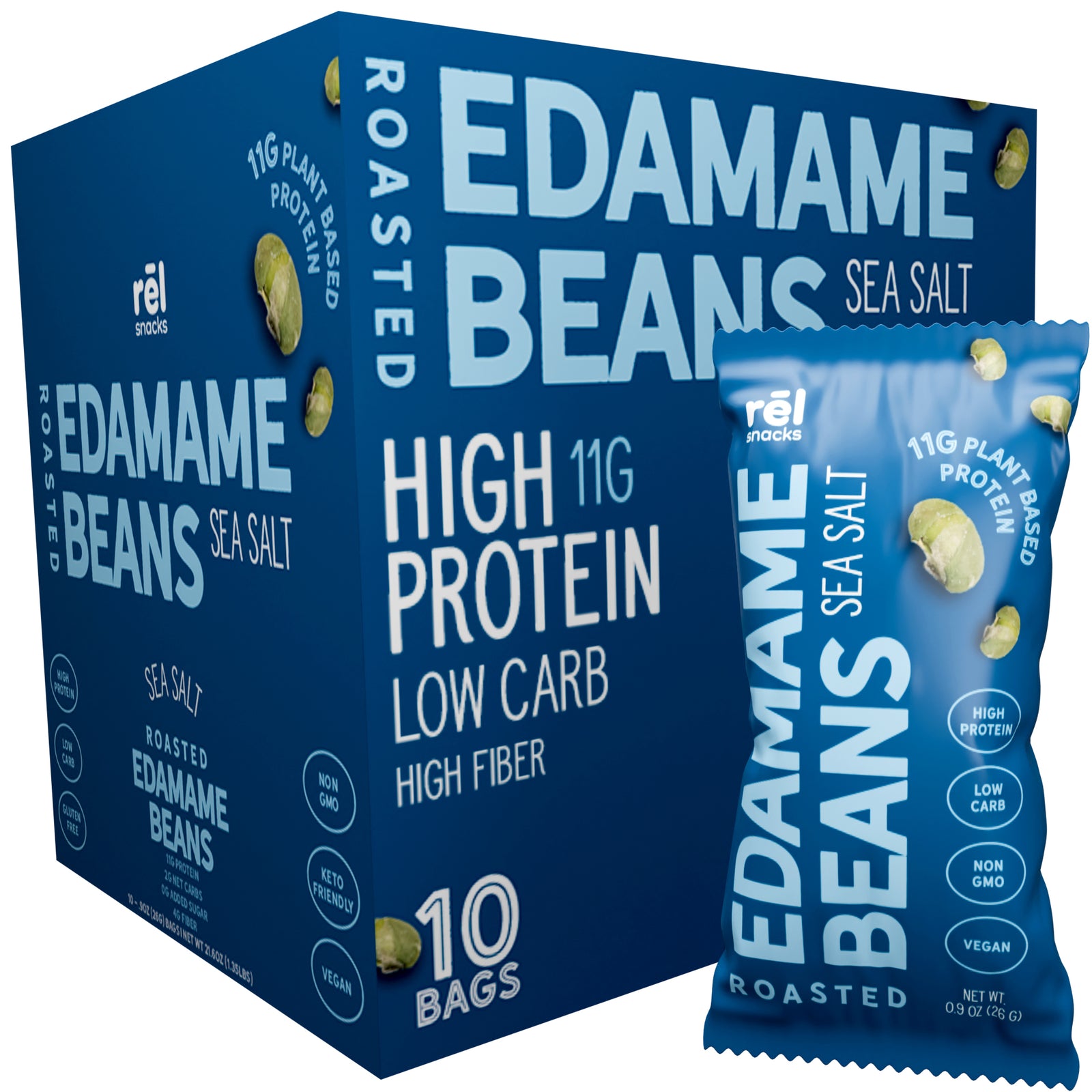 Crunchy Roasted Edamame Beans (SEA SALT) (0.9OZ) (10 PACK)