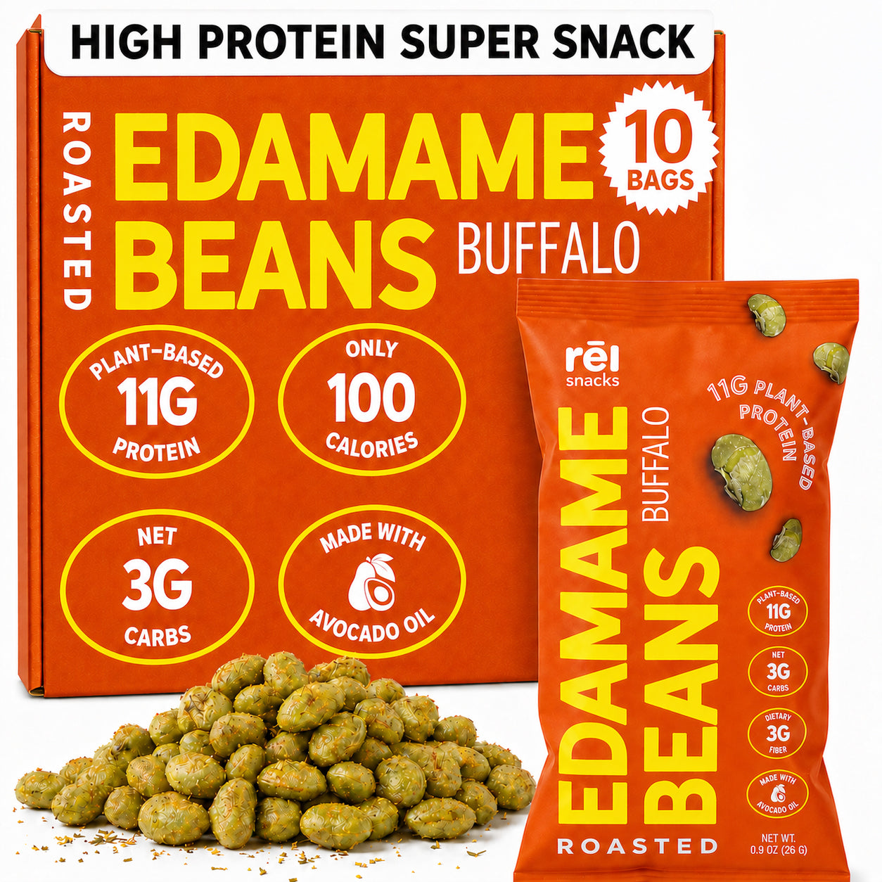 Buffalo - Roasted Edamame (10 Pack)